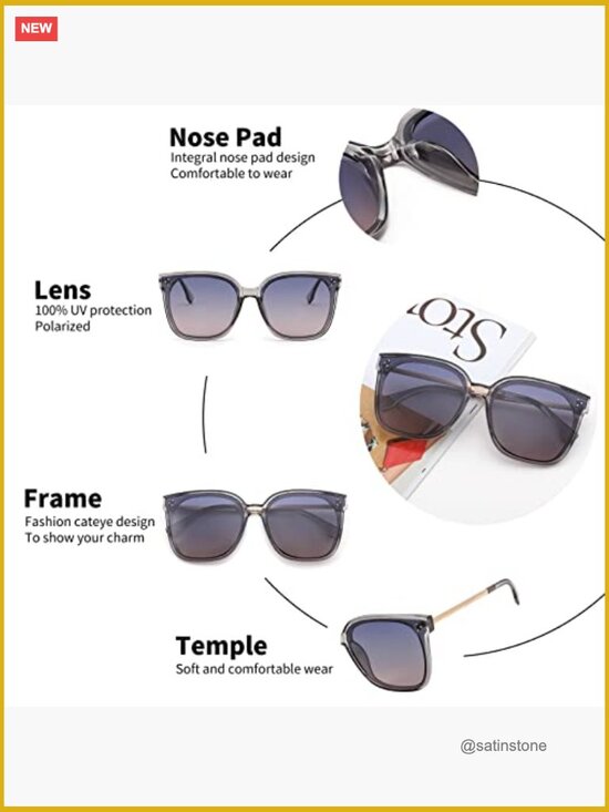 Oversized Retro Square Polarized Sunglasses UV400 main image 4